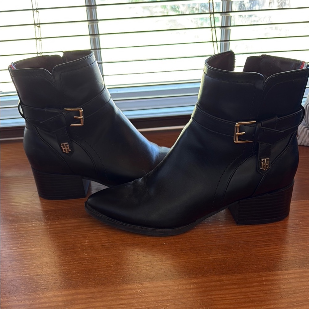 Black Ankle Boots with Buckle Detail